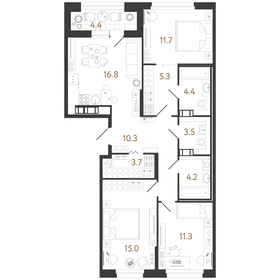 Квартира 86,2 м², 3-комнатная - изображение 1