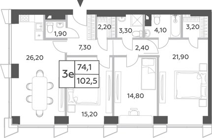 Квартира 102,5 м², 4-комнатная - изображение 1