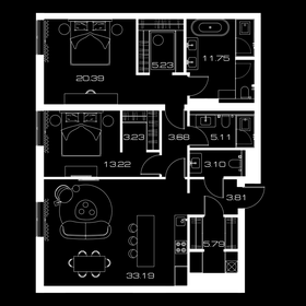 110,4 м², 2-комнатная квартира 66 129 600 ₽ - изображение 39