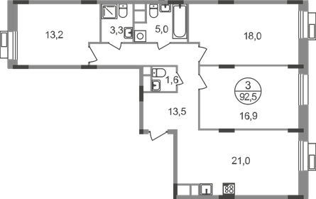 79,4 м², 3-комнатная квартира 23 600 000 ₽ - изображение 98