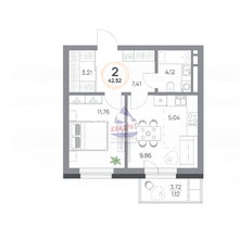 Квартира 42,5 м², 2-комнатная - изображение 2