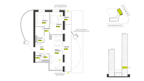 Квартира 110,1 м², 2-комнатная - изображение 1