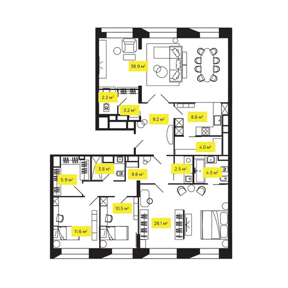 143,3 м², 4-комнатная квартира 75 227 248 ₽ - изображение 1