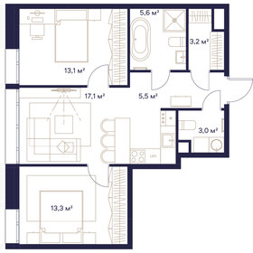 Квартира 60,8 м², 2-комнатная - изображение 1