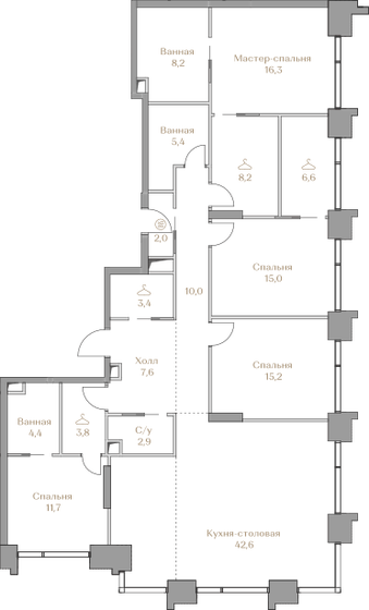 163,3 м², 4-комнатная квартира 274 158 016 ₽ - изображение 37