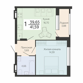 Квартира 41,6 м², 1-комнатная - изображение 1