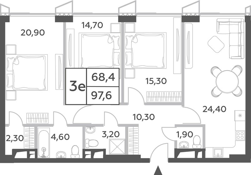 97,6 м², 4-комнатная квартира 42 373 432 ₽ - изображение 1