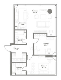 Квартира 82,3 м², 2-комнатная - изображение 2