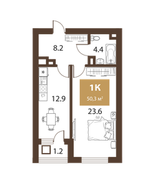 50,4 м², 1-комнатная квартира 14 863 503 ₽ - изображение 58