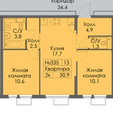 Квартира 50,9 м², 2-комнатная - изображение 3