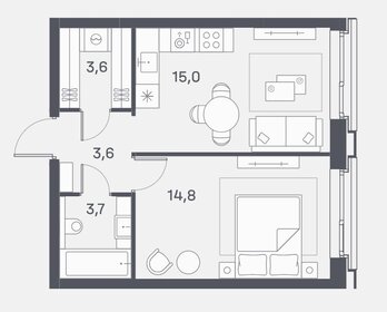 Квартира 40,7 м², 2-комнатная - изображение 1