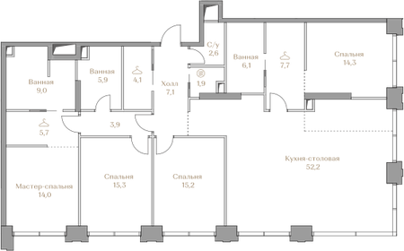 303 м², 4-комнатная квартира 500 430 144 ₽ - изображение 154