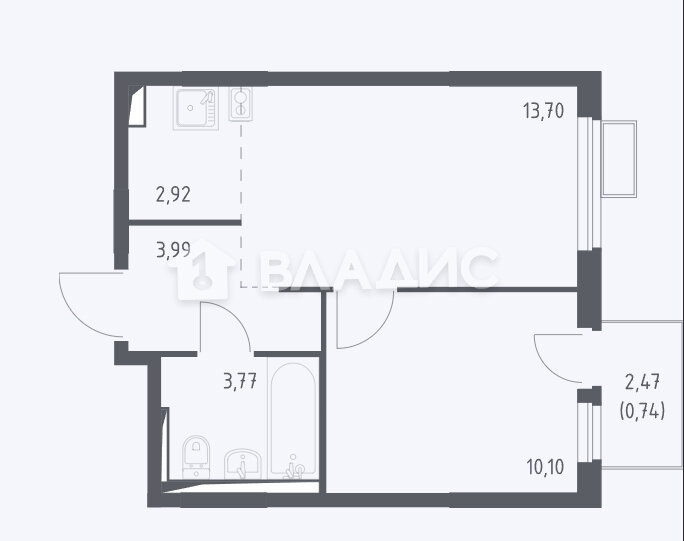 35,2 м², 2-комнатная квартира 8 800 000 ₽ - изображение 1