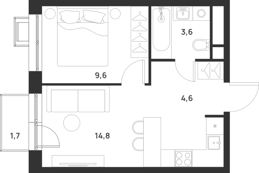 33,1 м², 1-комнатная квартира 10 781 497 ₽ - изображение 11
