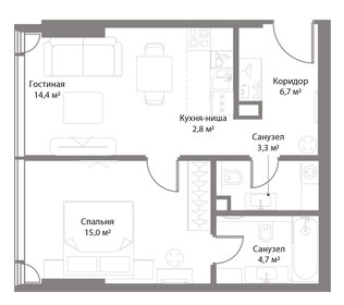 46,8 м², 1-комнатная квартира 32 564 584 ₽ - изображение 74
