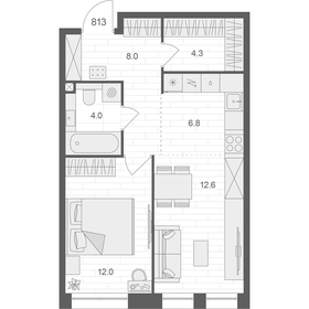 Квартира 47,7 м², 1-комнатная - изображение 1