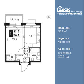 Квартира 36,1 м², 1-комнатная - изображение 1