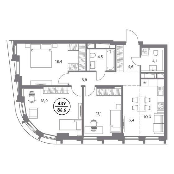 86,6 м², 3-комнатная квартира 36 198 800 ₽ - изображение 21