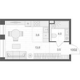 Квартира 24,9 м², студия - изображение 1