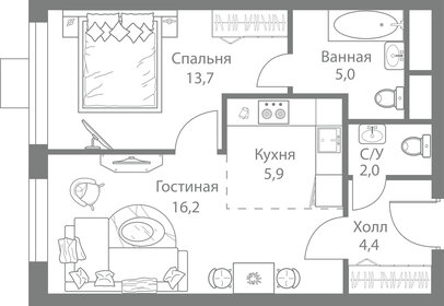 52,4 м², 2-комнатная квартира 16 375 655 ₽ - изображение 67