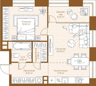 Квартира 50,7 м², 1-комнатная - изображение 1