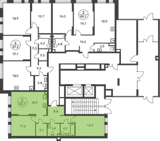 Квартира 63,7 м², 2-комнатная - изображение 2