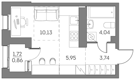 Квартира 24,7 м², студия - изображение 1