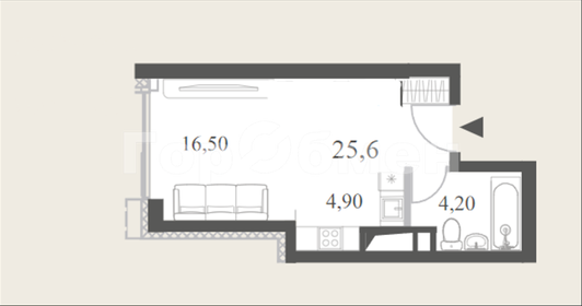 Квартира 25 м², студия - изображение 1