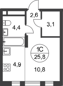 Квартира 25,8 м², студия - изображение 1