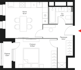 Квартира 44,1 м², 2-комнатная - изображение 1