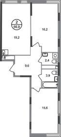 Квартира 66,9 м², 2-комнатная - изображение 1