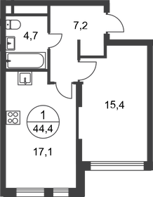 44,4 м², 1-комнатная квартира 13 736 312 ₽ - изображение 80