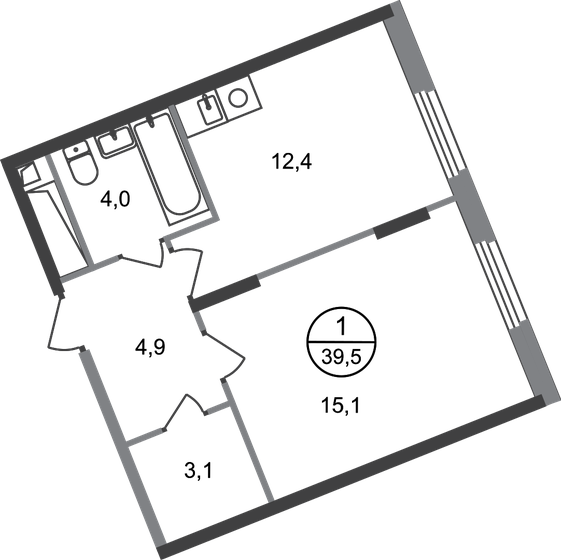 39,5 м², 1-комнатная квартира 10 512 757 ₽ - изображение 51