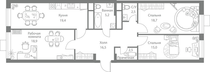 131,8 м², 3-комнатная квартира 114 365 000 ₽ - изображение 124