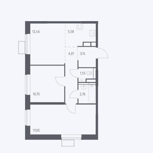 58 м², 3-комнатная квартира 10 500 000 ₽ - изображение 1