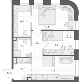 59 м², 3-комнатная квартира 14 900 000 ₽ - изображение 153