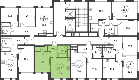 44,4 м², 1-комнатная квартира 13 736 312 ₽ - изображение 93