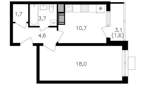 42,8 м², 1-комнатная квартира 17 462 400 ₽ - изображение 76