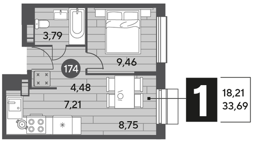 33 м², 1-комнатная квартира 5 250 000 ₽ - изображение 114