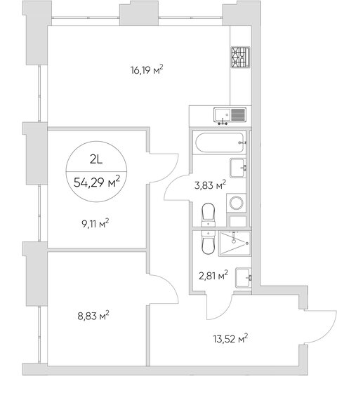 54 м², 2-комнатные апартаменты 21 691 660 ₽ - изображение 1