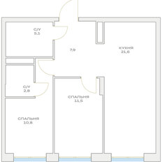 Квартира 59,7 м², 2-комнатная - изображение 2