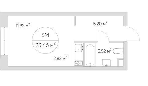 Квартира 23 м², студия - изображение 1