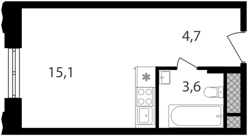 27,6 м², апартаменты-студия 7 827 360 ₽ - изображение 27