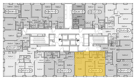 68,5 м², 2-комнатная квартира 42 130 000 ₽ - изображение 76
