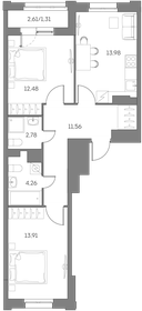 Квартира 60,3 м², 2-комнатная - изображение 1