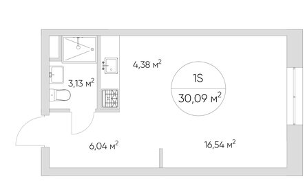 Квартира 30 м², 1-комнатные - изображение 1