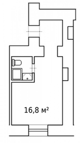 Квартира 16,8 м², студия - изображение 1