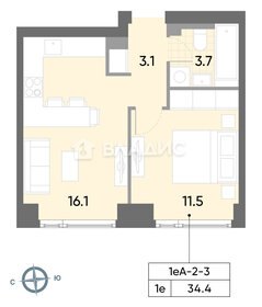 32,8 м², 1-комнатная квартира 13 373 019 ₽ - изображение 6