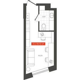 Квартира 19,7 м², 1-комнатные - изображение 1