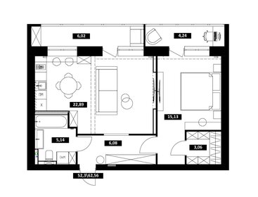 Квартира 52,3 м², 2-комнатная - изображение 4